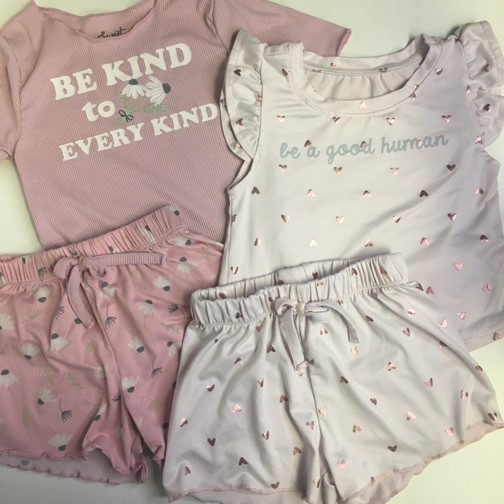4 Piece Matching set Little Toddler girl pajama set size 5T
